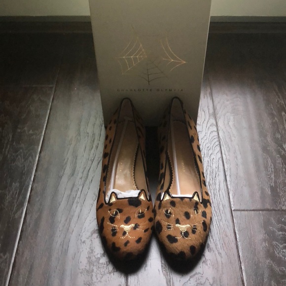 Charlotte Olympia Shoes - Charlotte Olympia Kitty Flats- Leopard print